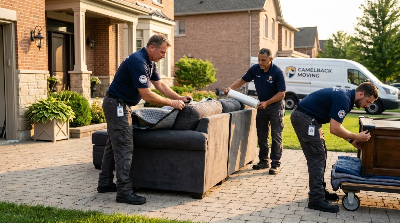 Large estate moving crew wrapping furniture in Albers, IL