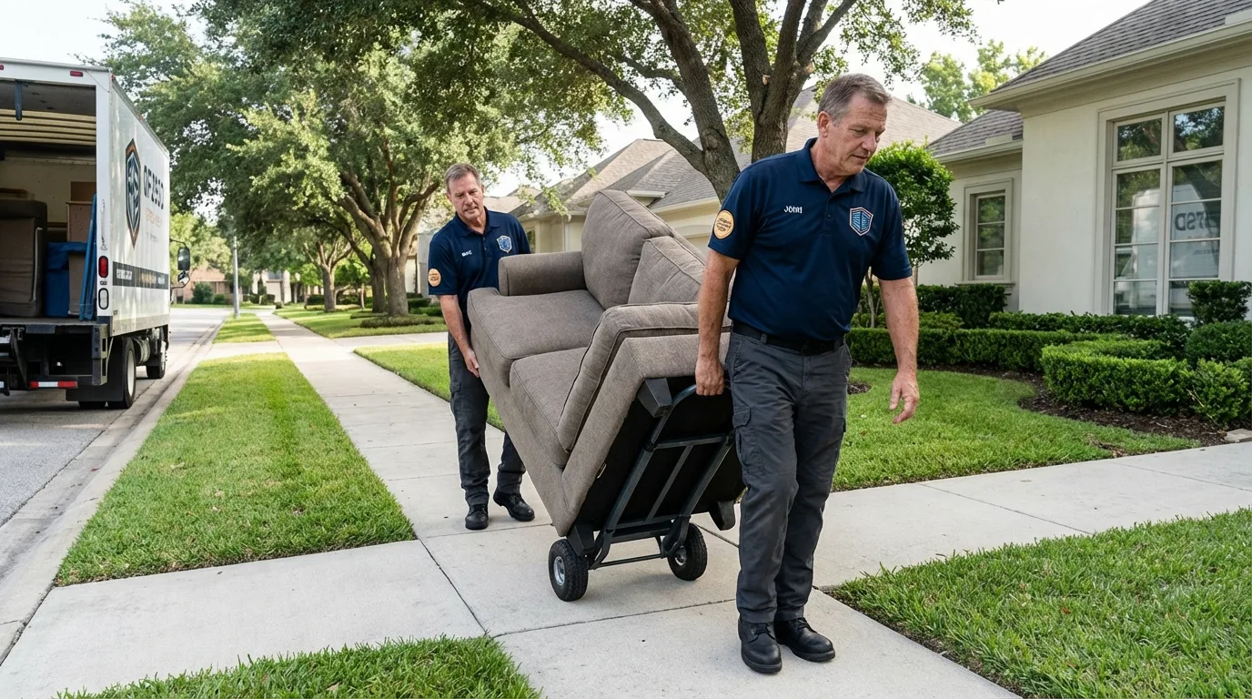 Local residential moving crew loading furniture in Albers, IL